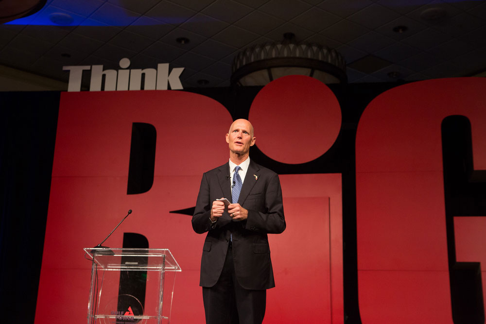 Gov. Rick Scott spoke in Destin at an economic forum sponsored by Gulf Power, the Florida subsidiary of energy giant Southern Company. (Photo courtesy of Rick Scott.)